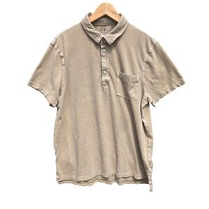 J. Crew Mens Polo Shirt‎ Hemp Blend Relaxed Fit Short Sleeve Top Khaki Large